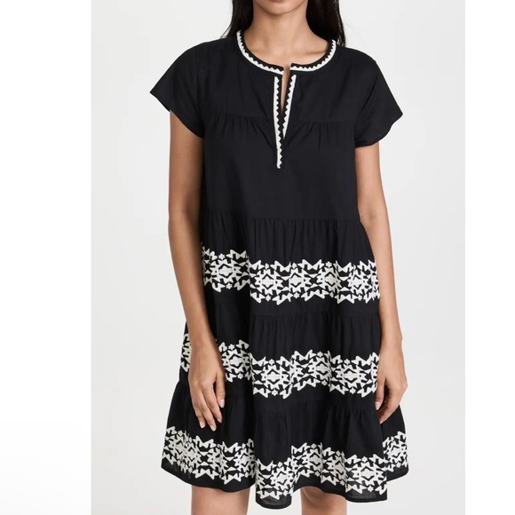 Roller Rabbit Shopbop Pamela Black & White Embroidered Cotton Lightweight Dress - Picture 2 of 14